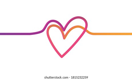 Ilustración de corazones de una línea. Continuo símbolo romántico 3D. Imagen de amor. Diseño de San Valentín.