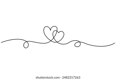 One line hearts vector collection, Love hearts illustration, One line vector, valentines clipart.