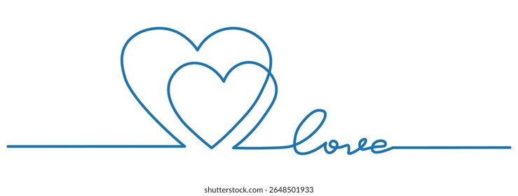 Una línea de corazones de colección de Vector, corazones de amor ilustración, una línea de Vector, Clipart de San Valentín.