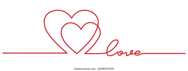 Uma coleção de vetor de corações de linha, ilustração de corações de amor, Um vetor de linha, clipart de cartões.