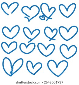 One line hearts vector collection, Love hearts illustration, One line vector, valentines clipart.