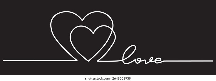 One line hearts vector collection, Love hearts illustration, One line vector, valentines clipart.