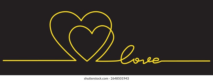 One line hearts vector collection, Love hearts illustration, One line vector, valentines clipart.