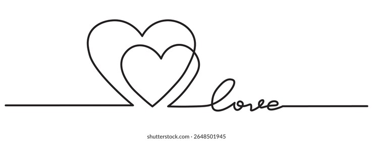 One line hearts vector collection, Love hearts illustration, One line vector, valentines clipart.