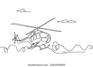 One Line Helicopter Drawing. Helicopter one line art