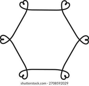 uma linha hexágono quadro coração cantos contorno bonito decorativo borda minimalista design romântico forma linha contínua arte geométrica vetor logotipo espaço