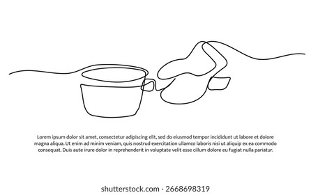 Uma linha de segurar a panela. Linha contínua mínima abstrata.