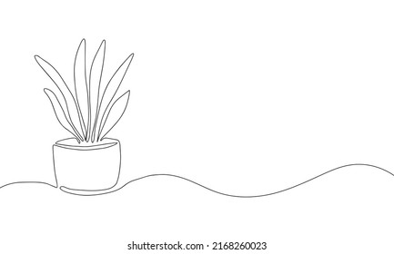 Silhouette de plantas de una línea. Fondo de línea continua botánica. Ilustración de contorno aislada en blanco. Dibujo vectorial de arte minimalista. Decoración moderna.