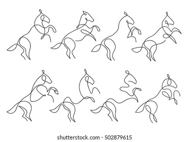 Diseño de un caballo de una línea silueta.Dibujo vectorial de estilo minimalista dibujado a mano