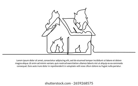 Una línea de fuego de la casa. Abstractas línea continua mínima.