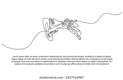 Eine Linie Menschliches Ohr Skizze Poster Zeichnung mit Rahmen. Abstrakte minimale kontinuierliche Linie Wand Dekor.