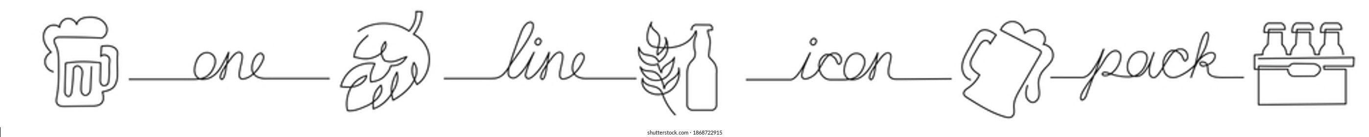 one line icon pack of beer brewery