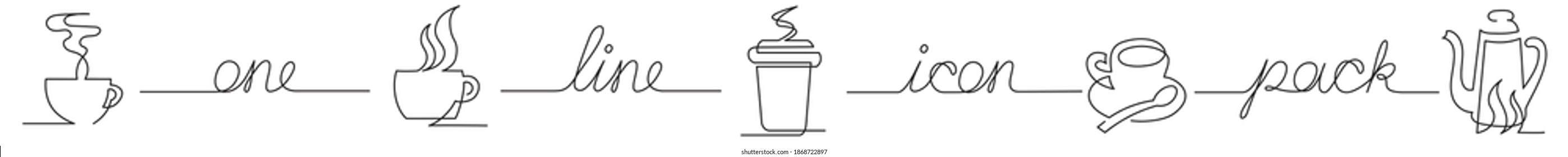 one line icon pack of coffee and tea