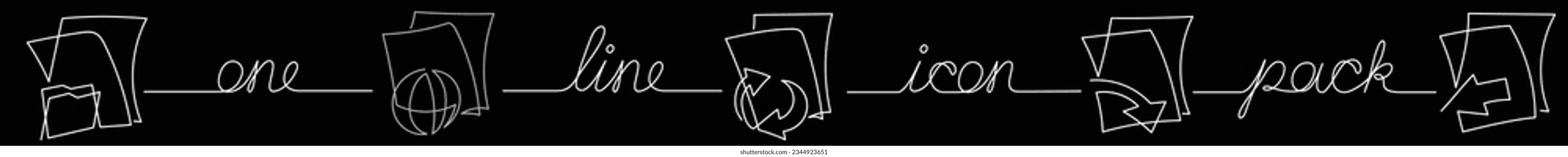 one line icon pack of documents folder internet send inbox email