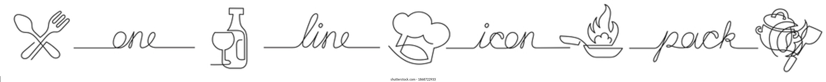 one line icon pack of restaurant kitchen