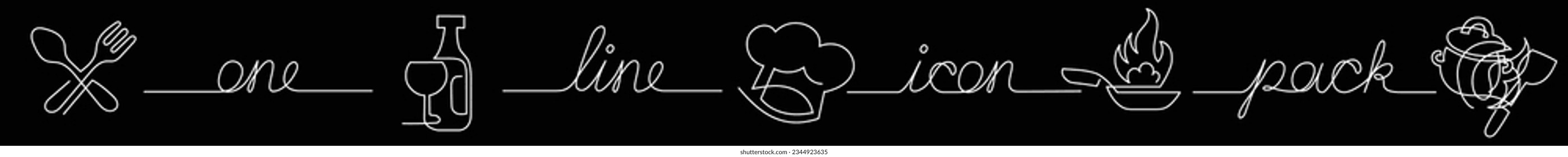 paquete de iconos de una línea de la cocina del restaurante