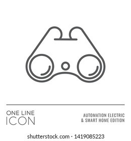 One Line Icon Series - Binoculars Sign as High Performance Range Flat Outline Stroke Style Symbol in House Automation Electric and Smart Home Edition - Vector Pictogram Graphic Design