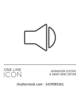 One Line Icon Series - Loudspeaker Sign as Sound Control Flat Outline Stroke Style Symbol in House Automation Electric and Smart Home Edition - Vector Pictogram Graphic Design