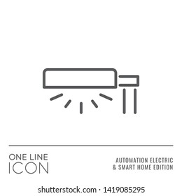 One Line Icon Series - Street Light or Lamp Sign as Exterior Lights System Control Outline Stroke Style Symbol in House Automation Electric and Smart Home Edition - Vector Pictogram Graphic Design