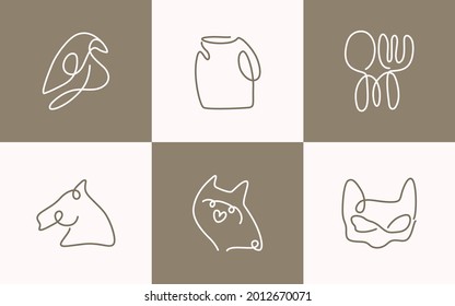 Conjunto de iconos de una línea. Ilustración vectorial de estilo minimalismo dibujado a mano.