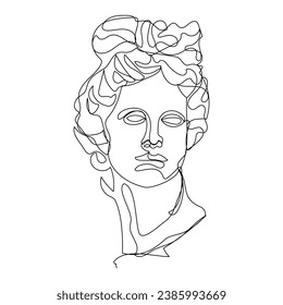 One line illustration with Appolo greek sculpture