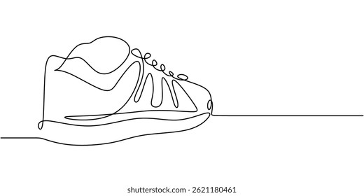 One Line Illustration Basketball Sneaker. Athletic Gear in Minimalist Style Vector Artwork.