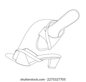 one line illustration of fashion pretty sandals