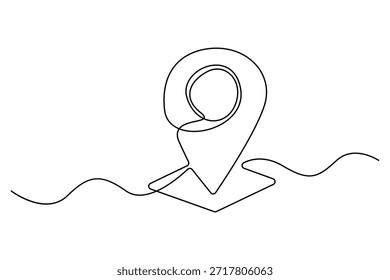 Ilustração de uma linha de um ponteiro de mapa de geolocalização em design de contorno mínimo moderno limpo
