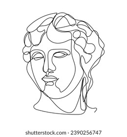 One line illustration of Greek sculpture. Vector line art for logo, poster, tattoo