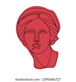 One line illustration of Greek sculpture. Vector line art for logo, poster, tattoo.