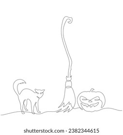 One line illustration Halloween