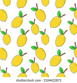 eine einzeilige Illustration von Zitronenfrüchten. nahtloses Muster. kann zum Einpacken von Papier, Druck, Stoff, Hintergrund, Tapete, Deckel, Musterfüllung verwendet werden