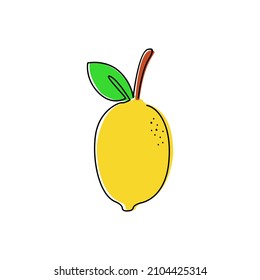 One line illustration of lemon fruit icon. vector logo. isolated fruit on white background