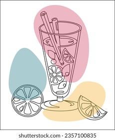 One line illustration with mulled wine