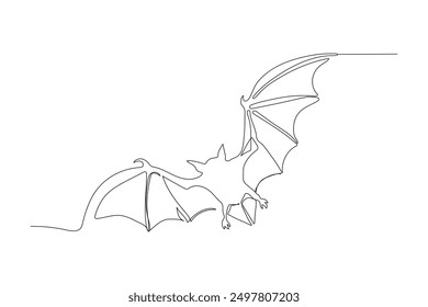 One line illustration, outline of a bat. Vector 