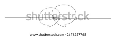 One line illustration of overlapping speech bubbles, symbolizing conversation. Perfect for graphics on communication and social topics.