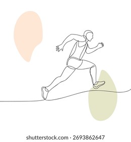 Ilustración de una línea de corredor en acción que muestra velocidad y gracia con Formas Abstractas en el fondo que enfatizan el movimiento