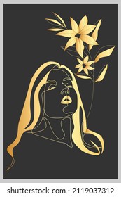 one line: International Women's Day beautiful woman face illustration fashion hand drawn simple banner template for sale image cosmetic greeting card invitation flower on head
Flowers, flora, herbs