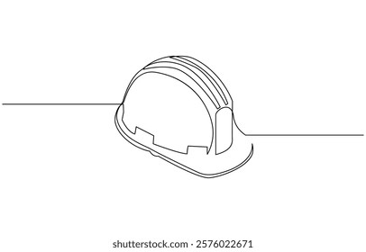 One line isolated vector object hard hat ,one line drawing of isolated hard hat, Continuous one line drawing, Construction helmet.Worker safety tools concept.