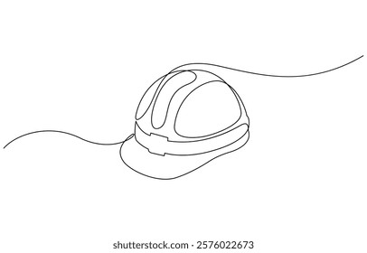 One line isolated vector object hard hat ,one line drawing of isolated hard hat, Continuous one line drawing, Construction helmet.Worker safety tools concept.