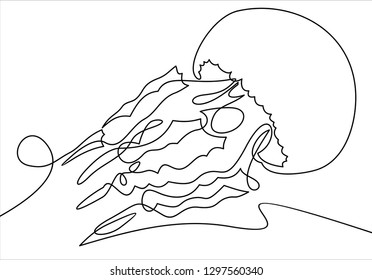 One line jellyfish illustration.background-continuous line drawing