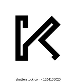 One Line K Letter Logo Design. Unusual letter vector icon template. Editable