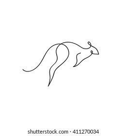 One line kangaroo design silhouette. Hand drawn minimalism style vector illustration