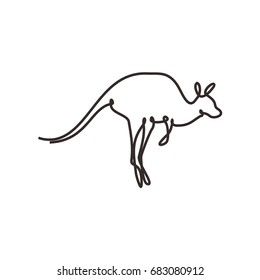 One line kangaroo design silhouette.Hand drawn minimalism style vector illustration