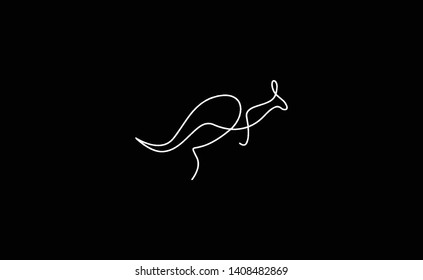 one line kangaroo vector with black background