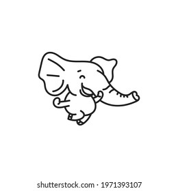 one line kid elephant running logo