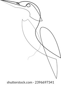One line kingfisher or halcyon bird design silhouette. Hand drawn minimalism style vector illustration.