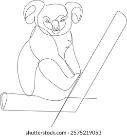 One line koala animal design silhouette. Hand drawn minimalism style vector illustration.