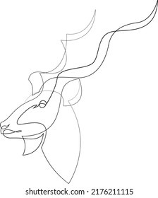 Una línea Kudu antelope diseña la silueta. Ilustración vectorial de estilo minimalismo dibujado a mano.