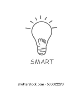 One line lamp logo design silhouette.Hand drawn minimalism style vector illustration